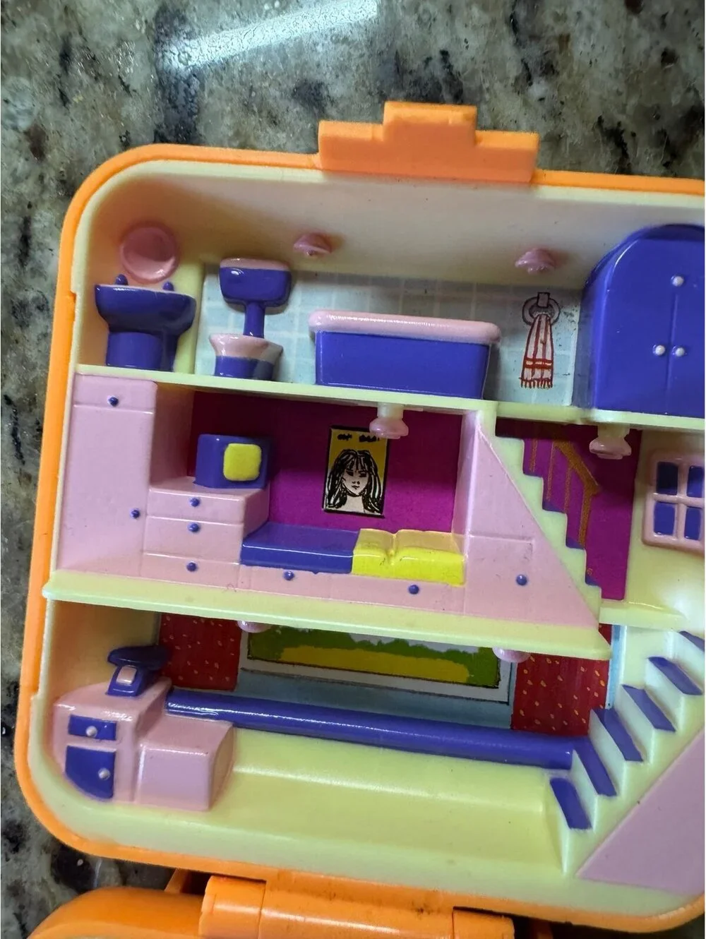Polly Pocket Original Orange Townhouse Playset Doll Dog Vintage